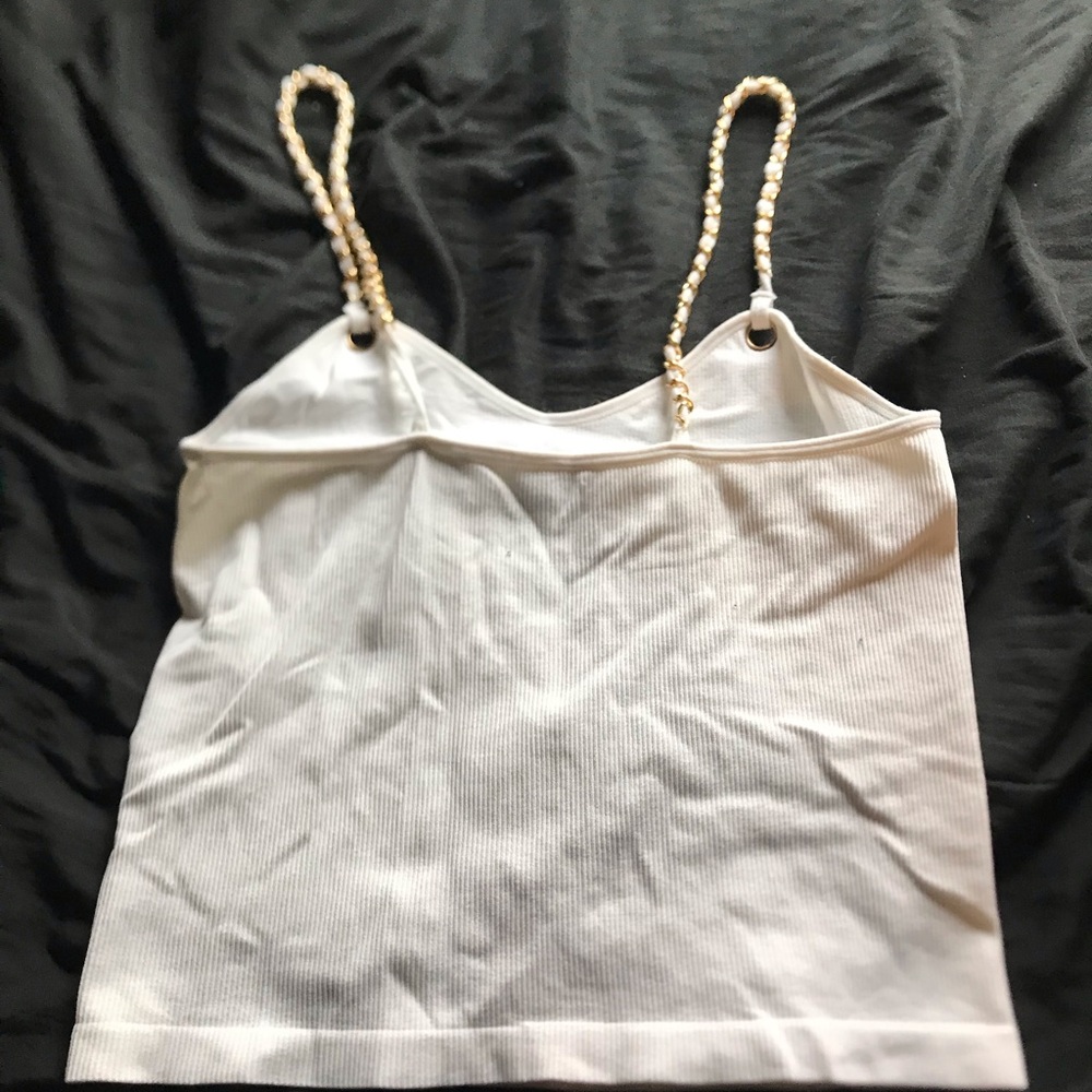 White Sleeveless Top with Braided Straps